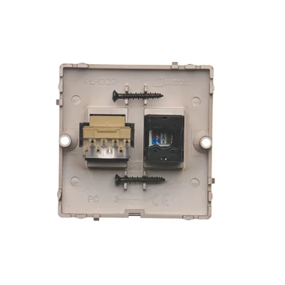 SIMON BASIC RJ45 kategorie 5e počítačová zásuvka + RJ11 telefonní zásuvka (modul) čokoládová metalíza mat.