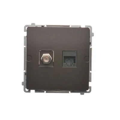 SIMON BASIC Розетка антени тип "F" + комп'ютерна RJ45 категорія 6 шоколад мат металік