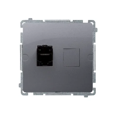 SIMON BASIC Розетка комп'ютерна одинарна RJ45 категорія 6 з пилозахисною кришкою (модуль) срібло мат металік