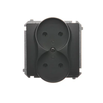 SIMON BASIC Розетка подвійна без заземлення (модуль) 16A 230V графіт мат