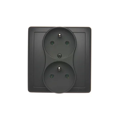 SIMON BASIC Розетка подвійна із заземленням і функцією незмінності фаз 16A 230V комплектна графіт мат