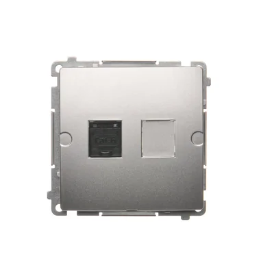 SIMON BASIC Single computer socket RJ45 category 6 with anti-dust cover (module) silver matt metallized