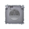 SIMON BASIC Single socket outlet in IP44 version - transparent cover, silver matt, metallised 16A