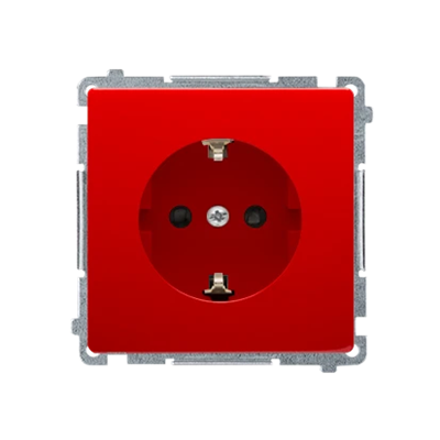 SIMON BASIC Single socket outlet with earthing, Schuko type, with shutters for current paths, red 16A