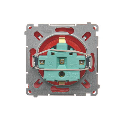 SIMON BASIC Single socket outlet with earthing, Schuko type, with shutters for current paths, red 16A