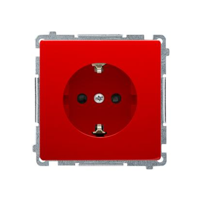 SIMON BASIC Single socket outlet with earthing, Schuko type, with shutters for current paths, red 16A