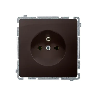 SIMON BASIC Single socket-outlet with grounding and shutters for current paths 16A 250V chocolate