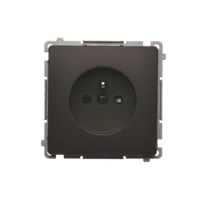 SIMON BASIC Single socket-outlet with grounding and shutters for current paths 16A 250V chocolate