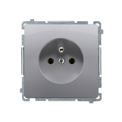 SIMON BASIC Single socket-outlet with grounding and shutters for current paths 16A 250V inox steel