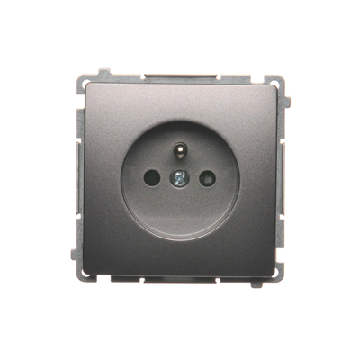 SIMON BASIC Single socket-outlet with grounding and shutters for current paths 16A 250V inox steel