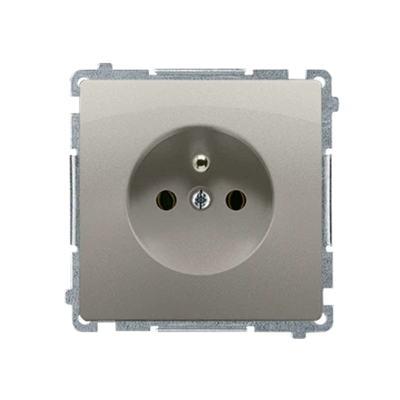 SIMON BASIC Single socket outlet with grounding and shutters for current paths 16A 250V satin