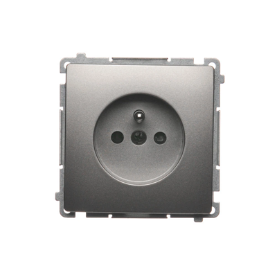SIMON BASIC Single socket outlet with grounding and shutters for current paths 16A 250V satin