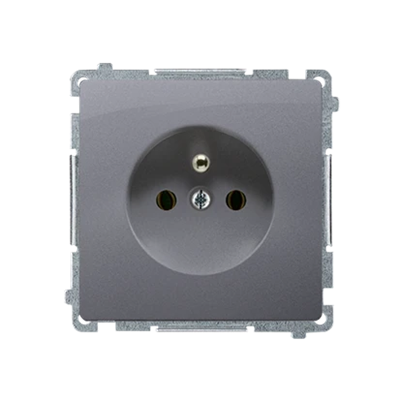 SIMON BASIC Socket with earthing (module) with shutters 16A 230V screw terminals silver matt