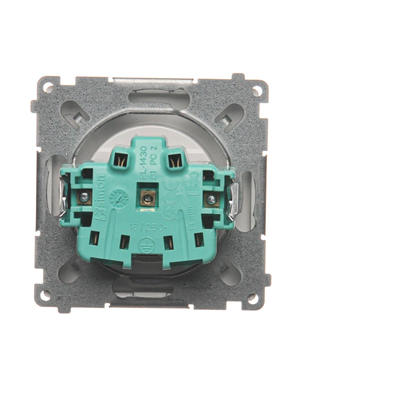 SIMON BASIC Socket with earthing (module) with shutters 16A 230V screw terminals silver matt