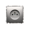 SIMON BASIC Socket with earthing (module) with shutters 16A 230V screw terminals silver matt
