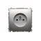 SIMON BASIC Socket with earthing (module) with shutters 16A 230V screw terminals silver matt