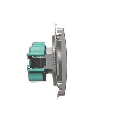 SIMON BASIC Socket with earthing (module) with shutters 16A 230V screw terminals silver matt