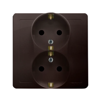 SIMON BASIC Socket with earthing Schuko double, chocolate