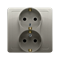 SIMON BASIC Socket with earthing Schuko double, satin finish