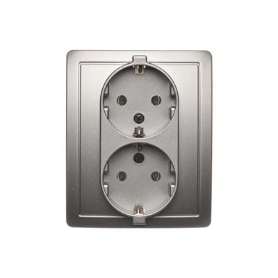 SIMON BASIC Socket with earthing Schuko double, satin finish