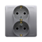 SIMON BASIC Socket with earthing Schuko double silver matt
