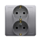 SIMON BASIC Socket with earthing Schuko double silver matt