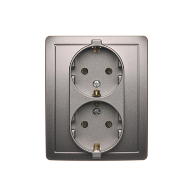 SIMON BASIC Socket with earthing Schuko double stainless steel