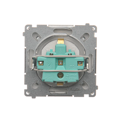 SIMON BASIC Socket with earthing schuko (module) 16A 230V screw terminals silver matt