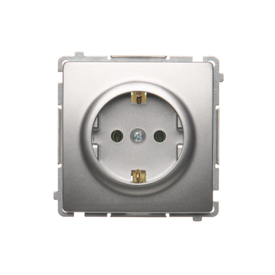 SIMON BASIC Socket with earthing schuko (module) 16A 230V screw terminals silver matt