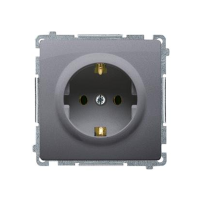 SIMON BASIC Socket with earthing schuko (module) 16A 230V screw terminals silver matt