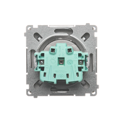 SIMON BASIC Socket with grounding (module) 16A 230V satin quick connectors