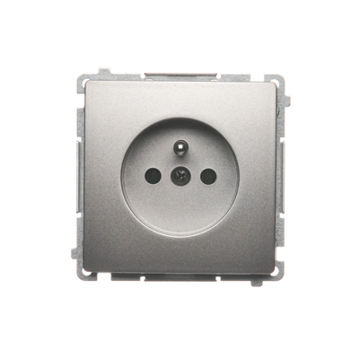 SIMON BASIC Socket with grounding (module) 16A 230V satin quick connectors