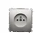 SIMON BASIC Socket with grounding (module) 16A 230V satin quick connectors