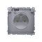 SIMON BASIC Socket with grounding, with a shutter for current paths, splash-proof IP44 (module), 16A, 250V~, silver matt