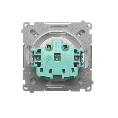 SIMON BASIC Socket with grounding, with a shutter for current paths, splash-proof IP44 (module), 16A, 250V~, silver matt