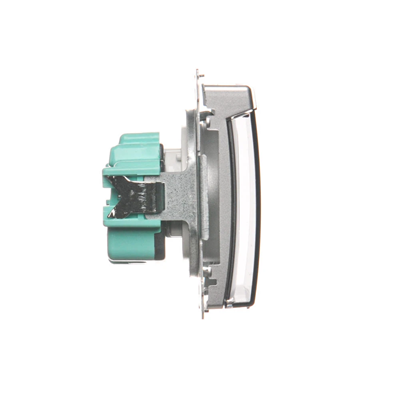 SIMON BASIC Socket with grounding, with a shutter for current paths, splash-proof IP44 (module), 16A, 250V~, silver matt