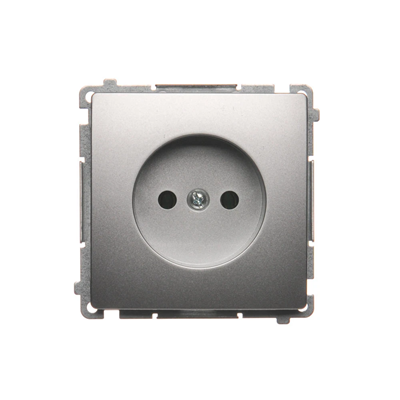 SIMON BASIC Socket without grounding (module) 16A 230V silver matt