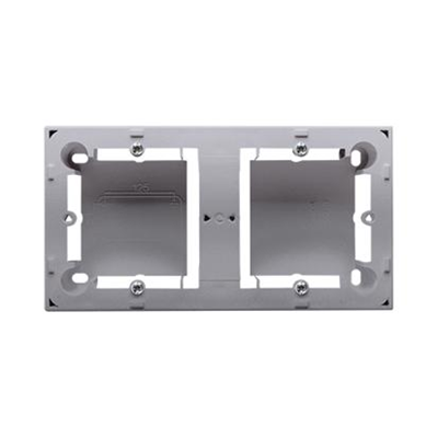 SIMON BASIC STANDARD Caja de superficie, doble placa de acero inoxidable metalizada