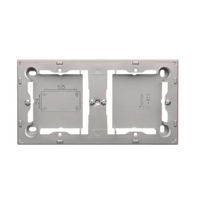 SIMON BASIC STANDARD Caja de superficie, doble placa de acero inoxidable metalizada