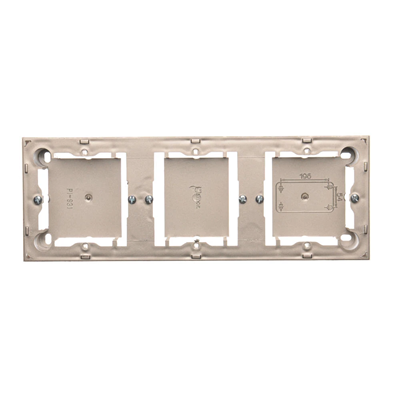 SIMON BASIC STANDARD Caja de superficie, triple placa metalizada satinada