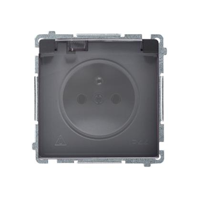 SIMON BASIC Steckdose mit Erdung, mit Verschluss der Strompfade, spritzwassergeschützt (Modul), 16A, 250V~, Graphit matt