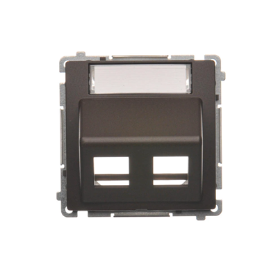 SIMON BASIC Tapa para tomas de telecomunicaciones Keystone, inclinada, doble, con campo rotulado, de rosca, para bombonera