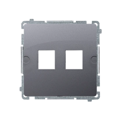 SIMON BASIC Tapa para tomas de telecomunicaciones Keystone, plana, doble, plata mate, metalizada