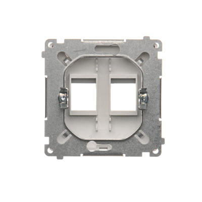 SIMON BASIC Tapa para tomas de telecomunicaciones Keystone, plana, doble, plata mate, metalizada
