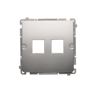 SIMON BASIC Tapa para tomas de telecomunicaciones Keystone, plana, doble, plata mate, metalizada