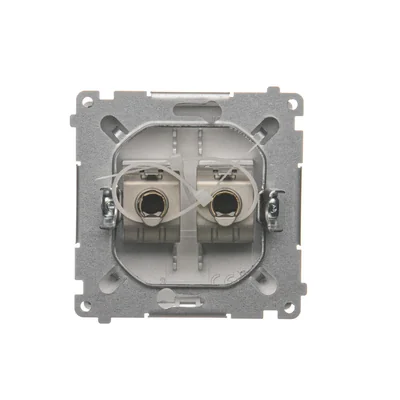 SIMON BASIC Toma de ordenador RJ45 doble apantallado, categoría 6, con guardapolvo (módulo), plata metalizado mate