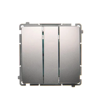 SIMON BASIC Triple switch with LED backlight 10A 250V silver mat
