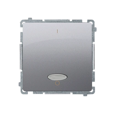 SIMON BASIC Two-pole switch with LED backlight (module) 10AX 230V silver matt