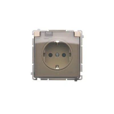 Simon Basic WMBW-53111x-9011 Schuko-Steckdose für IP44-Ausführung mit Abdeckungen (Modul) 16 A, 250 V~, Schraubklemmen; transparente Klappe; beige