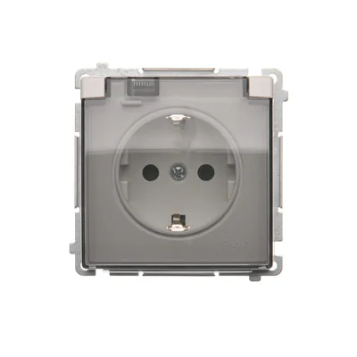 Simon Basic WMBW-73111x-1011 Gniazdo wtyczkowe Schuko do wersji IP44 (moduł) 16A, 250V~, zaciski śrubowe; biały. Klapka transparentna